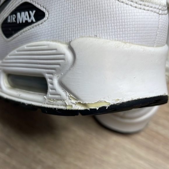 Nike Air Max 90 Shoes Sneakers White Black Leather Textile Size 8 - Picture 10 of 11